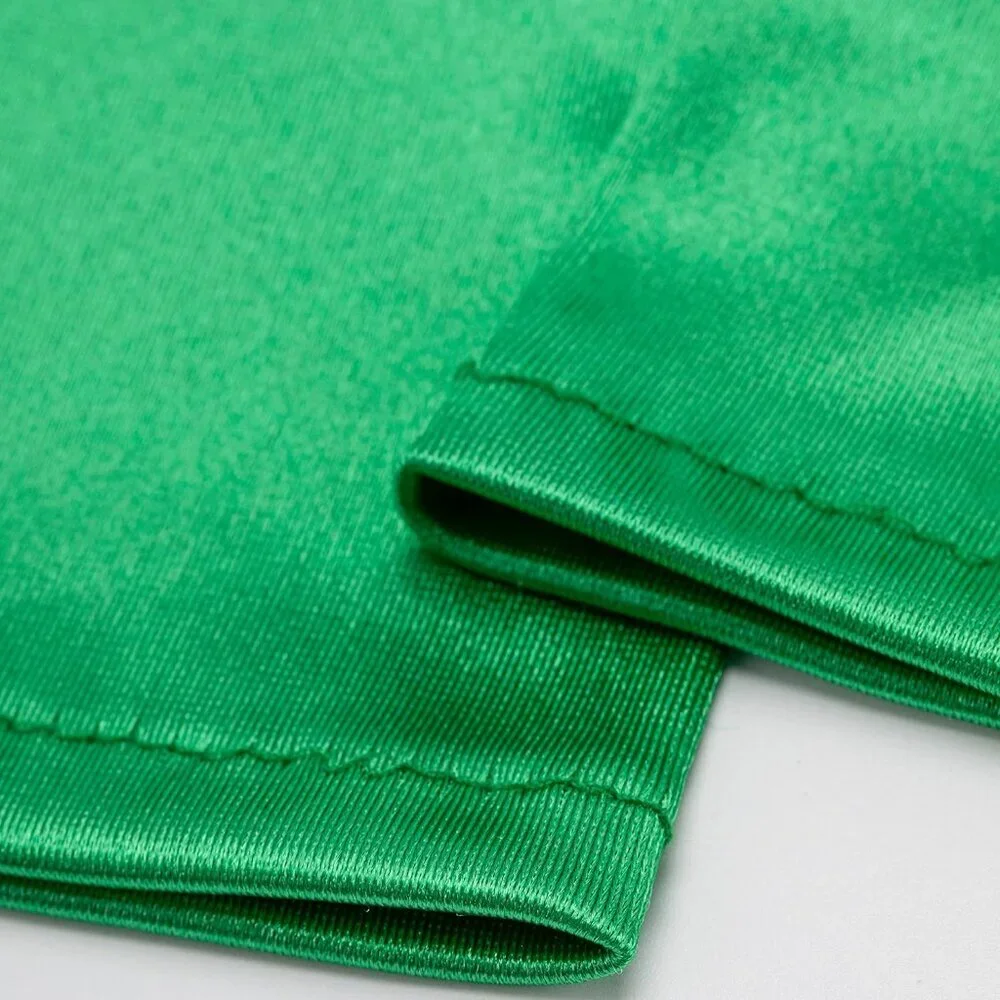 Women's Short Green Satin Silk Gloves Banquet Wedding Party Costume Accessories
